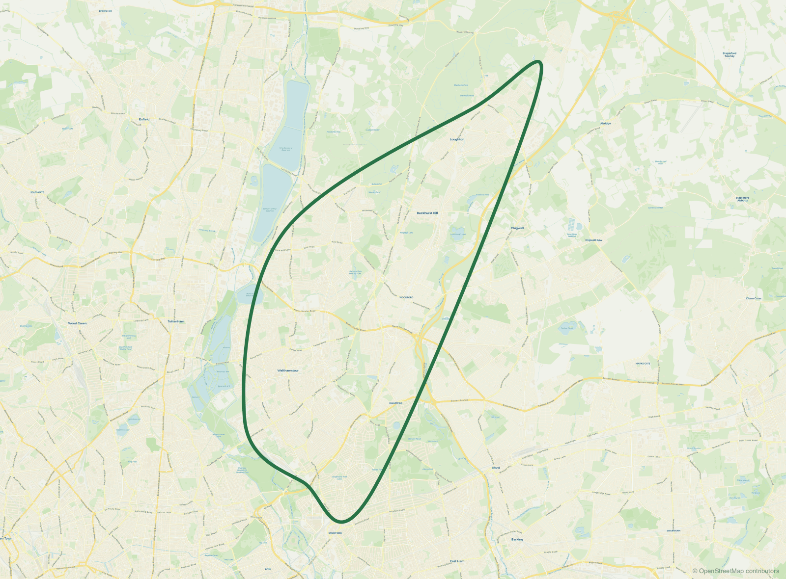 Map of Forest Circuit's ten Methodist churches across Waltham Forest, Wanstead and Loughton